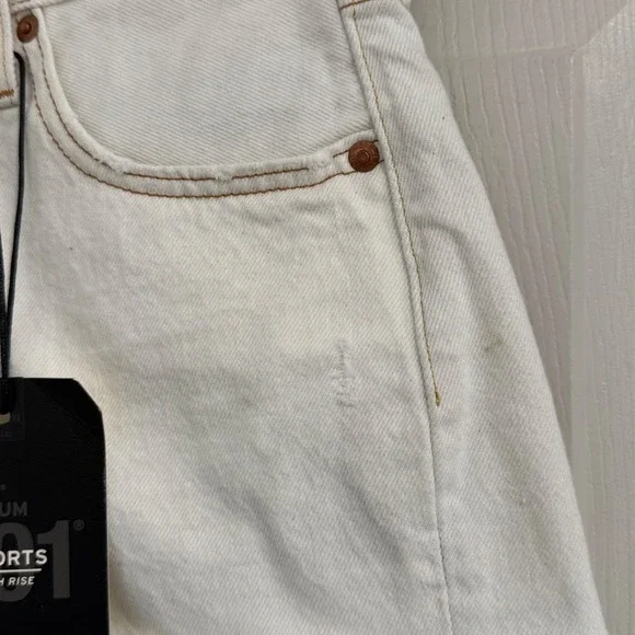 Levis 501 Original Shorts Womens 24 White NWT High Rise Cutoffs Boho Festival - Picture 6 of 13